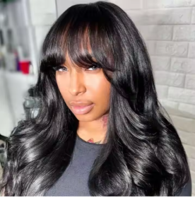 Pre Everything Glueless 13x5 Body Wave Lace Front Wig With Bangs Hd Pre Cut Lace Human Hair Wig For Black Women (Option: 22Inches)