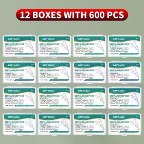 50/150/300/600/1000PCS portable Dental floss and toothpicks Disposable oral care products,oral care, dental floss, toothpick set (Color: 12 boxes with 600PCS)