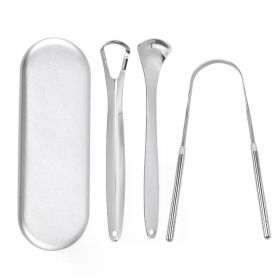 Premium 1pcs/3pcs Metal Tongue Scraper Cleaner for Adults & Kids Portable Stainless Steel Tongue Scrapers Brushes for Removing (Color: 3PCS Silver A)