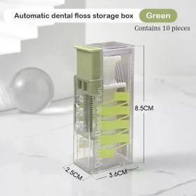 10Sets Portable Floss Holder Automatic Ejectable Includes 10Pcs Floss Organizer Press-on Carry-on Disposable Flossing Sticks (Color: Green-1PC)