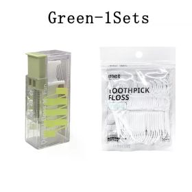 10Sets Portable Floss Holder Automatic Ejectable Includes 10Pcs Floss Organizer Press-on Carry-on Disposable Flossing Sticks (Color: Green-1Sets)