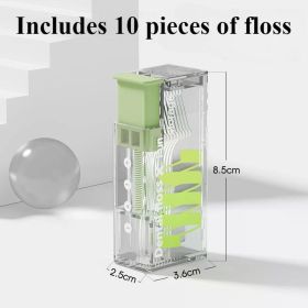 Portable Floss Dispenser Includes Floss Automatic Ejectable Floss Organiser Oral Care Press-on Disposable Flossing tool new (Color: Green)