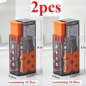 Portable Floss Dispenser Includes Floss Automatic Ejectable Floss Organiser Oral Care Press-on Disposable Flossing tool new (Color: 2pcs)