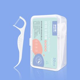 Orthodontic Dental Floss Sticks For Braces Plastic Toothpicks With Threads Double Line Oral Brackets Interdental Flosser Picks (Color: 50pcs)