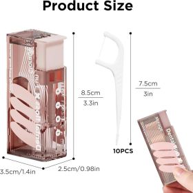 Auto Dental Floss Dispenser Small Hilo Protable Floss Picks Storage Box Refillable Toothpicks Teeth Cleaning Tool Tooth pick (Color: Pink box)