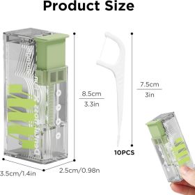 Auto Dental Floss Dispenser Small Hilo Protable Floss Picks Storage Box Refillable Toothpicks Teeth Cleaning Tool Tooth pick (Color: Green box)