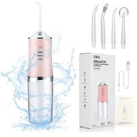Cordless Water Flosser, 3 Modes, 300ml Tank, 80-120 PSI, Waterproof, 45 Days Battery, oral irrigator (Color: Pink)